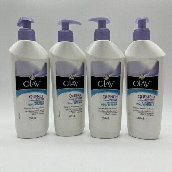 New 4 X Olay Quench Sensitive Fragrance Free Body Lotion 350ml Discontinued - Picture 1 of 4